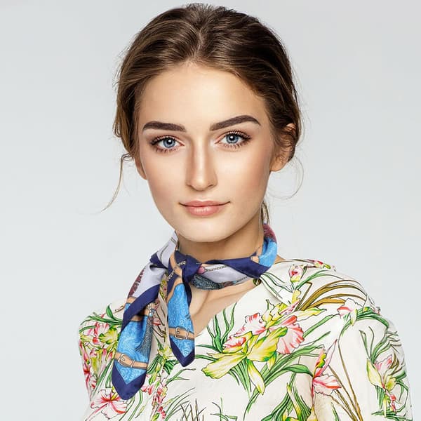 Printed Small Square Silk Scarf 2 Pcs Scarf for Women Versatile Bag