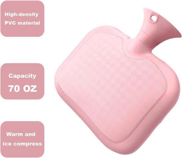 1,5L PVC Varmtvannsflasker, Kvadratisk, Rosa