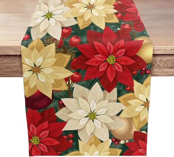 1 pc Christmas Table Runner 33x183 cm, Christmas Winter Jute Table Runner Seasonal Kitchen Dining Christmas T