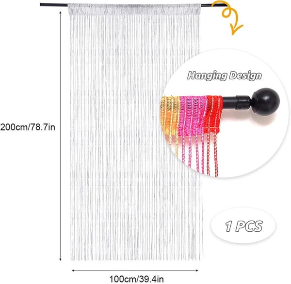 med - crystal beads - tassels - Wardrobe curtain - Dining room - room divider - Fly curtain - 90 - 200 - cm - String curtain - White