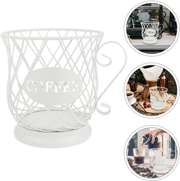 Metal Coffee Pod Cup, Large Capacity, White Coffee Capsule Holder, Creative Decorative S