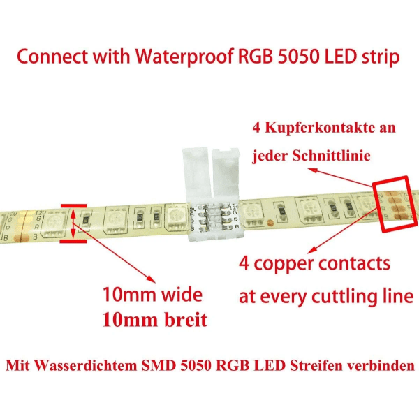 RGB 5050 LED Strip Connector 4-Pin Quick Connectors (10 pcs)