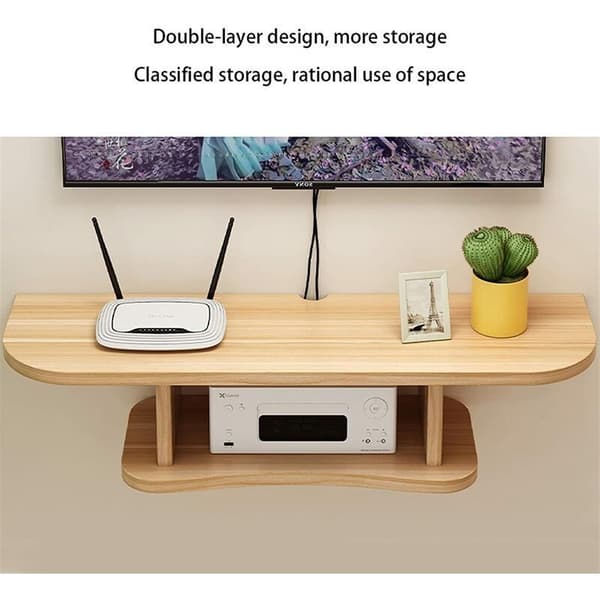 Floating TV Stand, Wall Mounted Shelf to Hide Cables, 2-Tier Media Console