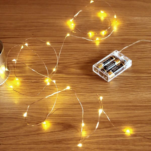 LED-lysslynge, mini batteridrevet kobbertrådstjernefe