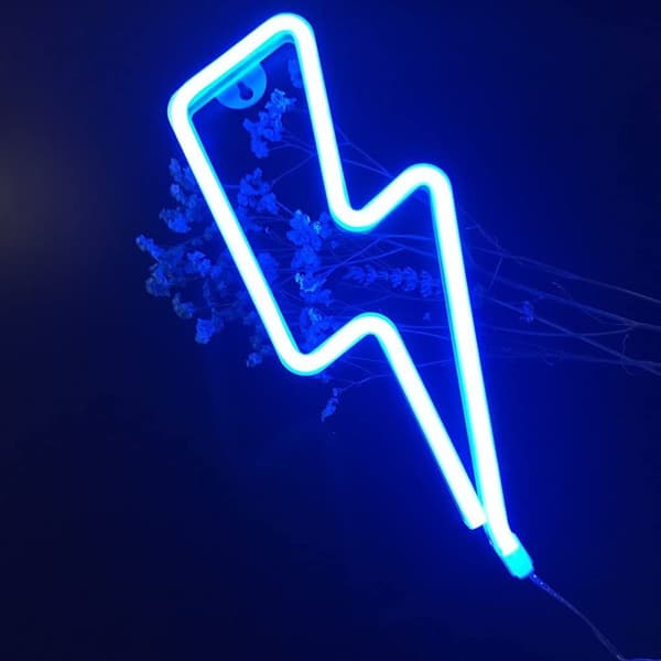 Cute lightning night light, LED lightning neon light decor blue lightning KLB