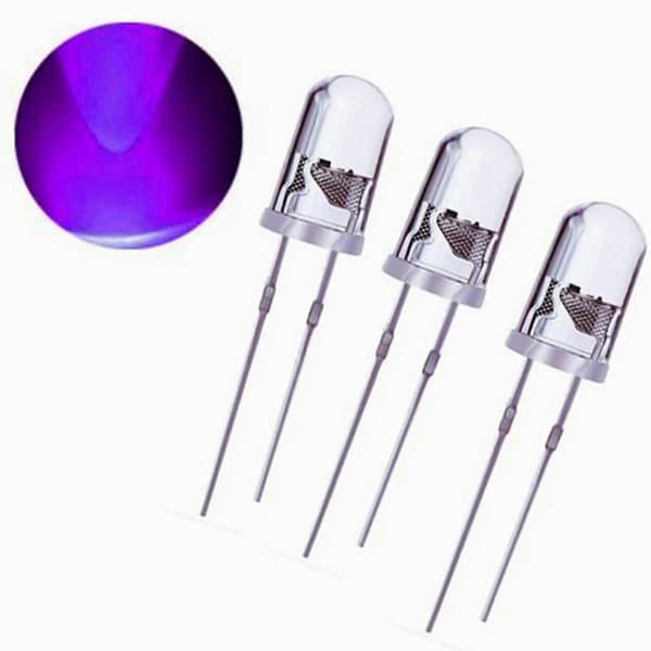 200x 5mm Rund Lilla UV LED Diode Super Stærk Vandklar LED Lampe Lilla Farve_tfrf
