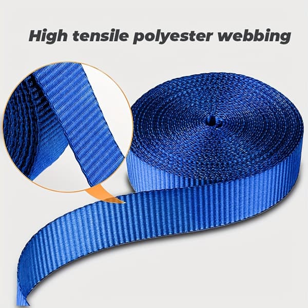 Ratchet Straps 2-pack, Heavy-Duty Polyester with TPR Grip and Metal S-Hooks, for Cargo Kayak Bicycle Trailer, 2.5 cm x 4.5 m Blue