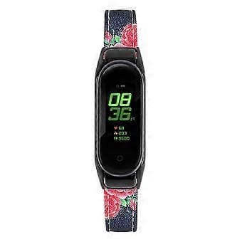 For Xiaomi Smart Band 8 Genuine Leather Strap with Black Watch Case Style K Style K