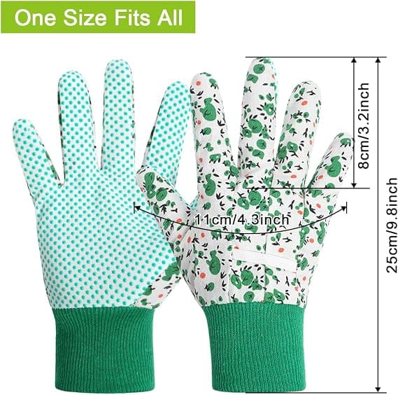 1 sæt blomsterhavehandsker til kvinder/damer, skridsikre havehandsker, komfortable tornfrie havehandsker, gave - grøn