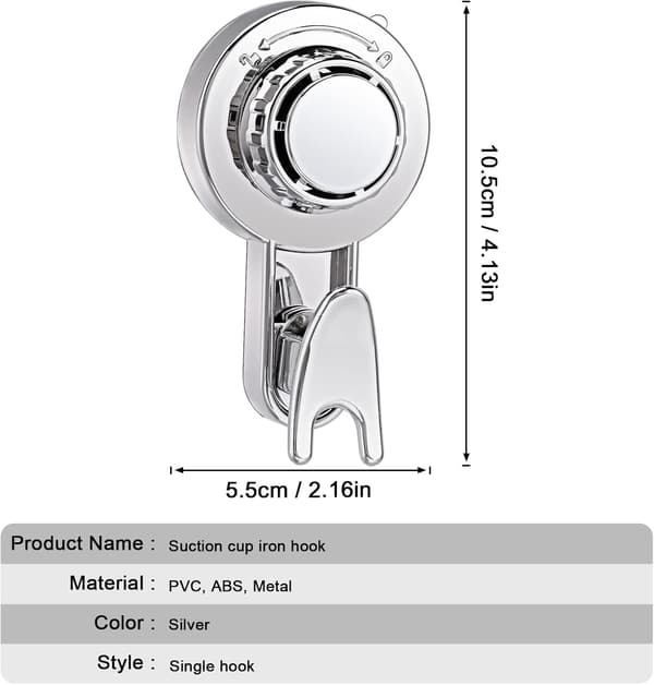 2-pack Powerful Vacuum Suction Cup Hooks Bathroom Towel Rack Wall Mounted Suction Cup Hooks (Silver)
