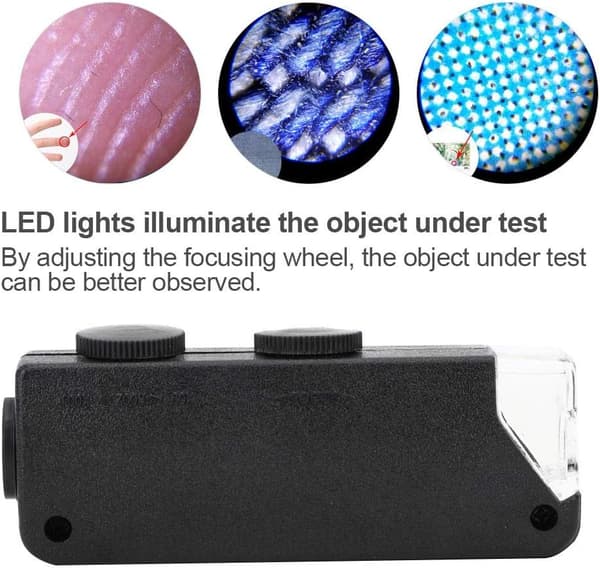 60-100X Justerbart LED-belyst Mikroskop Handhållet Förstoringsglas Por
