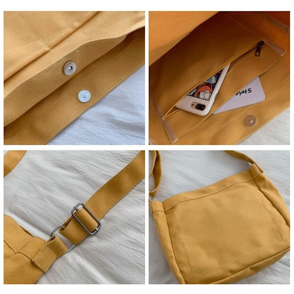 Canvasväska Mode Messenger Väska Student Axelväska vit