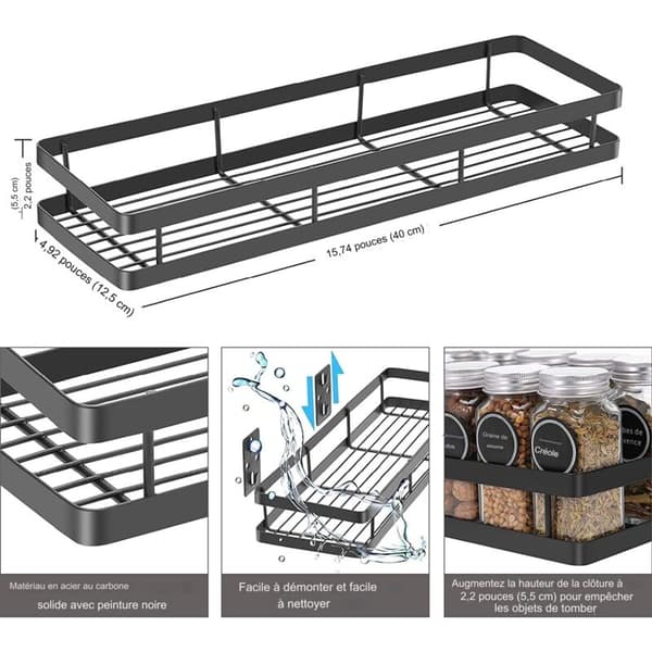 2-pack Spice Rack for Kitchen, Space-saving Spice Storage, Perfect for Storage and Organization, 40 * 12 * 5.5 cm