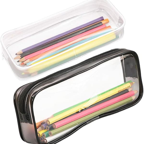 Transparent Pencil Case for Pens, Large Capacity, White KLB