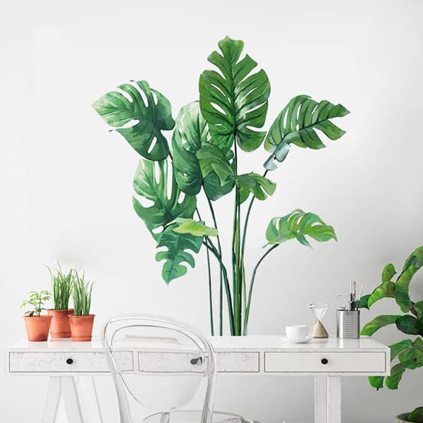 Monstera Leaf Wall Decals Tropical Plants Wall Stickers for Living Room KLB