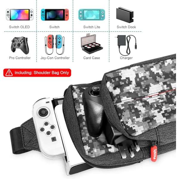 Rygsæk til Nintendo Switch/Lite/OLED/Konsol/Dock/Joy-Cons & Tilbehør, Bærbar Vandtæt Gaming-taske i Nylon til Mænd