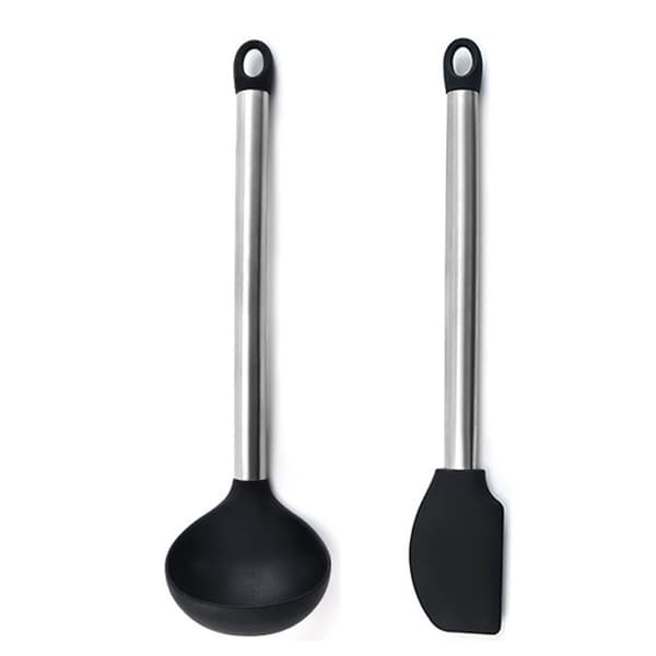 2-delt mini køkkenredskabssæt - Rustfrit stål og ske + spatel KLB