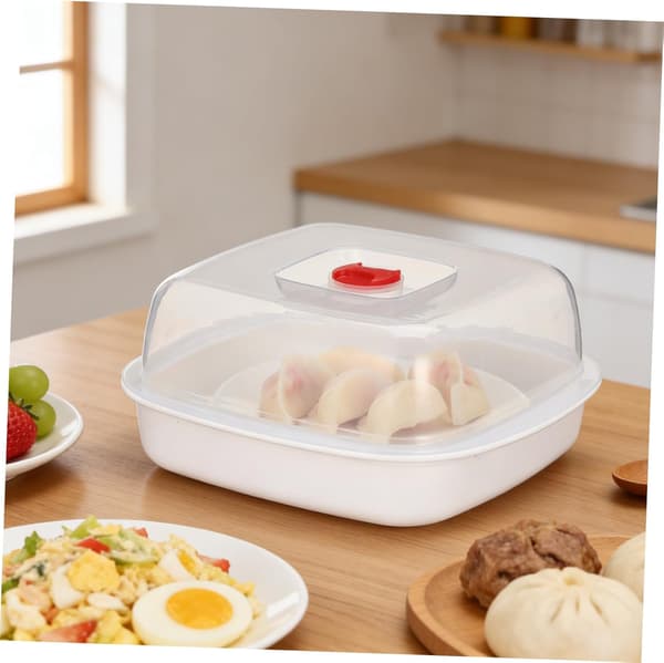 Microwave Steamer with Lid, Plastic Steaming Container for Kitchen Cooking and Healthy Eating