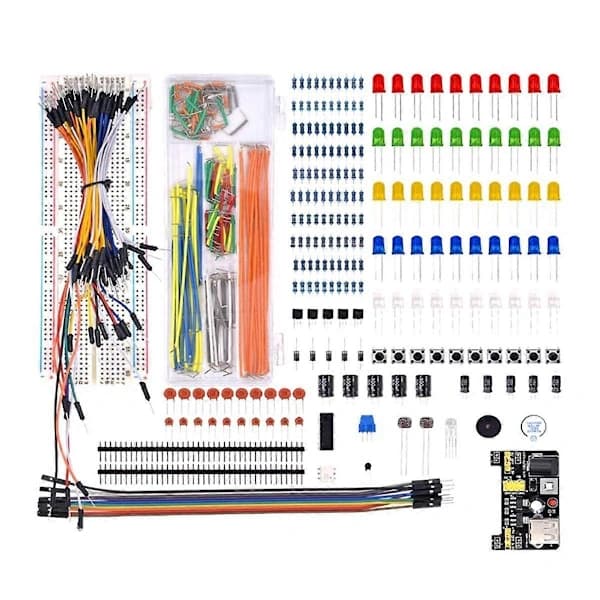 Elektronisk komponentkit 830 tilslutningspunkter breadboard kabelmodstand, egnet til R3