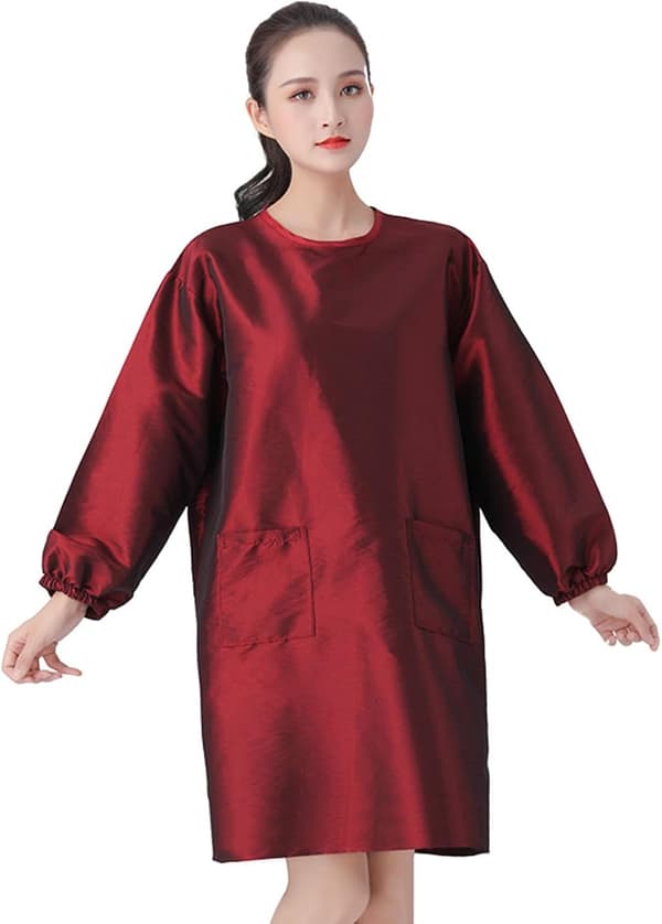 Frisörförkläde Långärmad Röd Polyamid Polyester