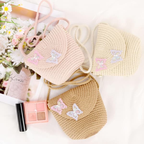 Butterfly Straw Shoulder Crossbody Bag