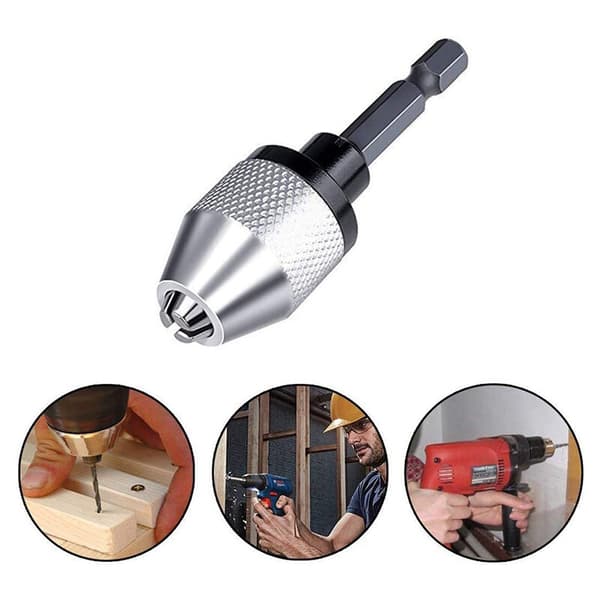 2 pieces 1/4 inch hex key chuck keyless chuck replacement adapter converter drill adapter (0.3mm-3.6mm 0.3mm-6.5mm)