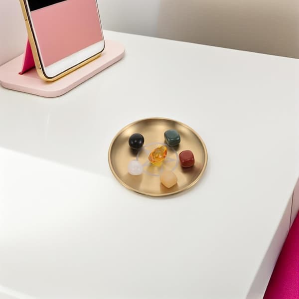 Crystal Stone Ritual Plate Altar Tray with Metal Construction, Versatile Function and Durable Design