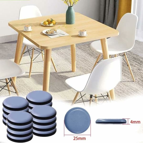 24 stk 25 mm runde møbelputer i teflon - Møbelputer - PTFE-puter selvklebende teflonmøbelputer for stoler, sofaer, skrivebord og bord