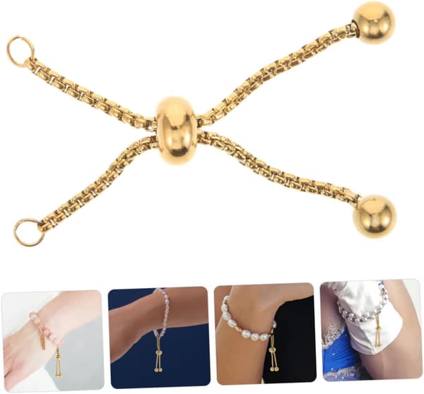 3 Pcs Stainless Steel Bracelet, Slider Chain, Elegant Design, Adjustable Length, Jewelry Making Chain Extender