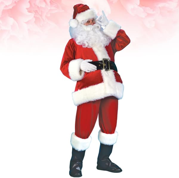 7 stk. julemandskostume XL polyester-outfit til julefrokost mænd