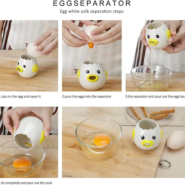 Eggseparator, Keramisk Eggeplomme Hvit Eggseparator, Bærbare Kjøkkenredskaper Bakeverktøy - Gul Kylling