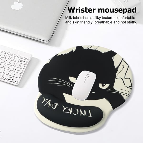 Musematte med håndleddsstøtte Ergonomisk musematte Katt Minneskum Musematte Komfort med gamingmusematte for datamaskin og bærbar PC
