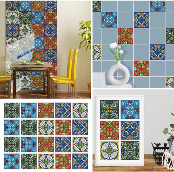 20 pcs - Tile Decor Kitchen Bathroom Mosaic Style PVC Waterproof Wall Sticker Self-Adhesive for Kitchen, x cm_yu