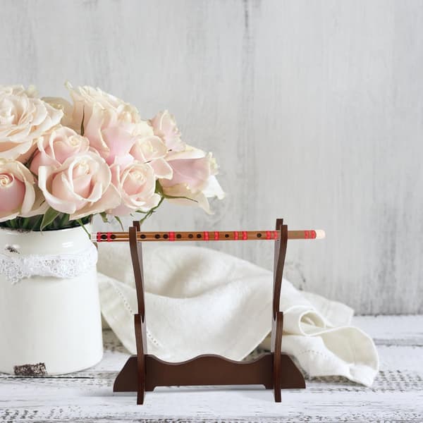 Woodwind Instrument Holder 2-Layer Desktop Stand for Flute and Piccolo Coffee Color Multi-layer