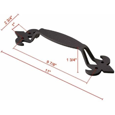 Black Steel and Cast Iron Sliding Door Handle - Rust Resistant - For Interior and Exterior Doors - Matching Screws