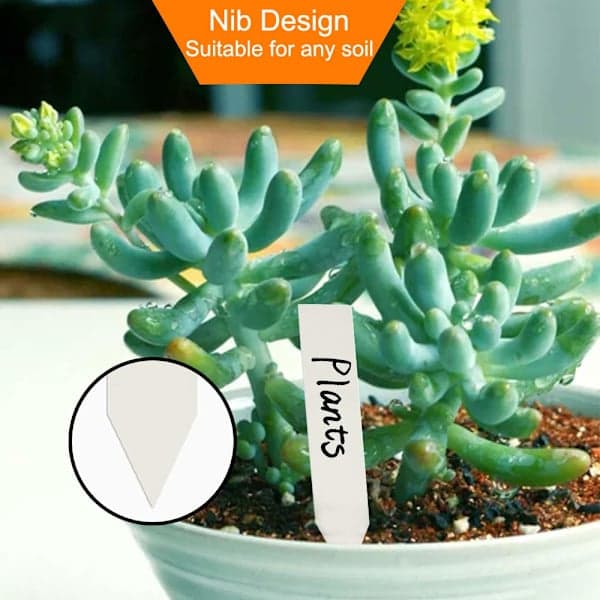 Durable Plant Labels / Plant Signs 100-pack For Easy and Organized Plant Identification \"White