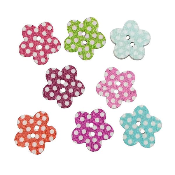 Treprikkede plommeformede knapper for sying 200 stk assorterte farger [DB]