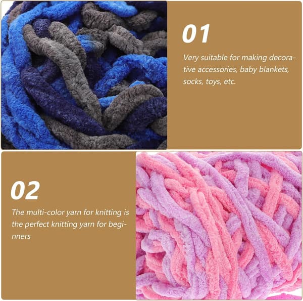 6 Rolls Thick Crochet Yarn Acrylic Knitting Thread for Sweaters Scarves Hats