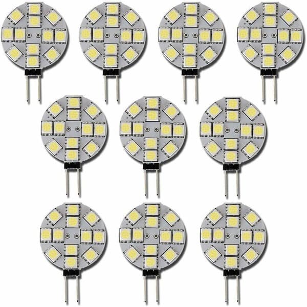 10-pack G4 DC 12V Non-Dimmable LED Bulbs, 6000K White, Replacement for 20W Halogen Bulbs for Kitchen, RV, Caravan, Trailer, Boat - LARGEIGHT