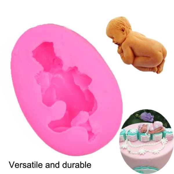 2 stk silikon baby fondant kake sjokoladeformer (rosa)