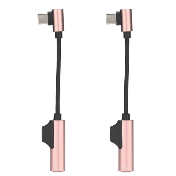 2 stk. Type C til 3,5 mm hovedtelefonadapterkabel 2 i 1 funktionel bøjelig hovedtelefonadapter til Type C telefon tablet PC Pink
