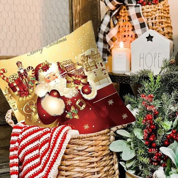 Julkuddar 45x45 cm, 4-pack, Juldekorations Kuddfodral, Kuddar, Juldekorationer