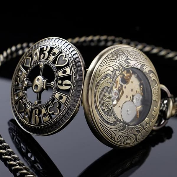 Vintage Unik Ihålig Mekanisk Steampunk Taskukello Ketjulla