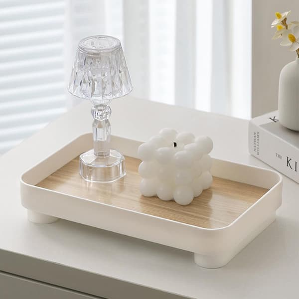 Træåre Rektangulær Smykkebakke Opbevaringsboks, Diverse Organizer til Toiletbord og Skrivebord, Parfume Makeup Displayholder
