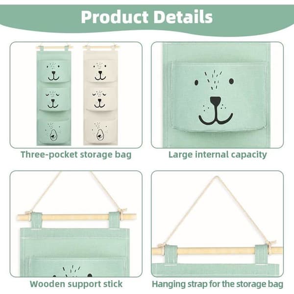 Hanging Storage, Fabric Wall Organizer for Over the Door, Stackable 3-Layer Hanging Bag, Waterproof Large Pocket Organizer