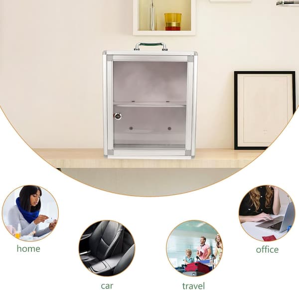 Wall-mounted first aid cabinet, large capacity medicine cabinet with door panel and acrylic material