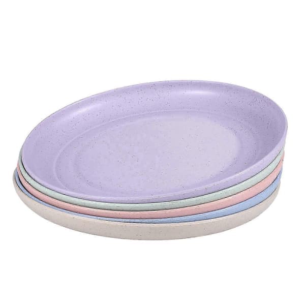 Yardwe 5 pcs Wheat Straw Plates Unbreakable Lightweight Dinner Plates Reusable Sturdy Dinnerware Set for Home Kitchen
