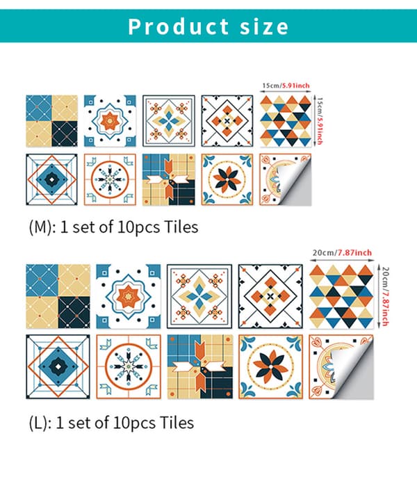 20 pieces 15x15 cm Bathroom and Kitchen Tile Stickers - Waterproof