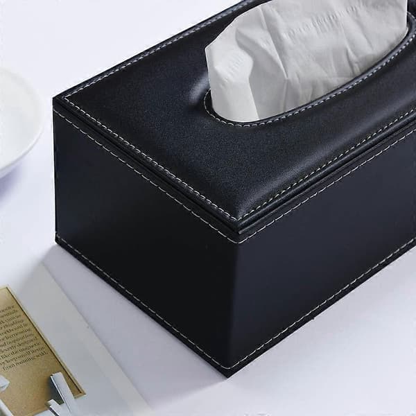 Læder tissueholder, sort tissueholder til hjem, køkken, kontor, bil