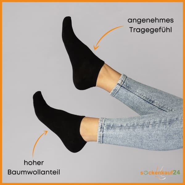 10 par sneakersokker til mænd og kvinder sort bomuld